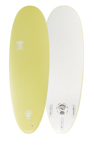 Front-on product image of TOMBY 5'6" softboard in 'Mellow yellow’ Colour