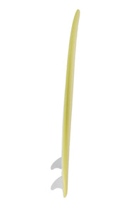Side-on product image of TOMBY 5'6" softboard in 'Mellow yellow’ Colour